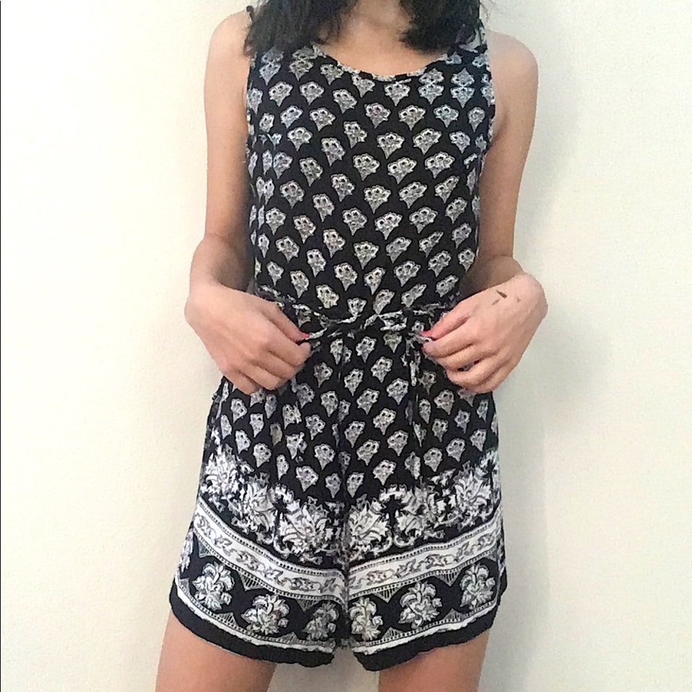 Black and White Patterned Romper